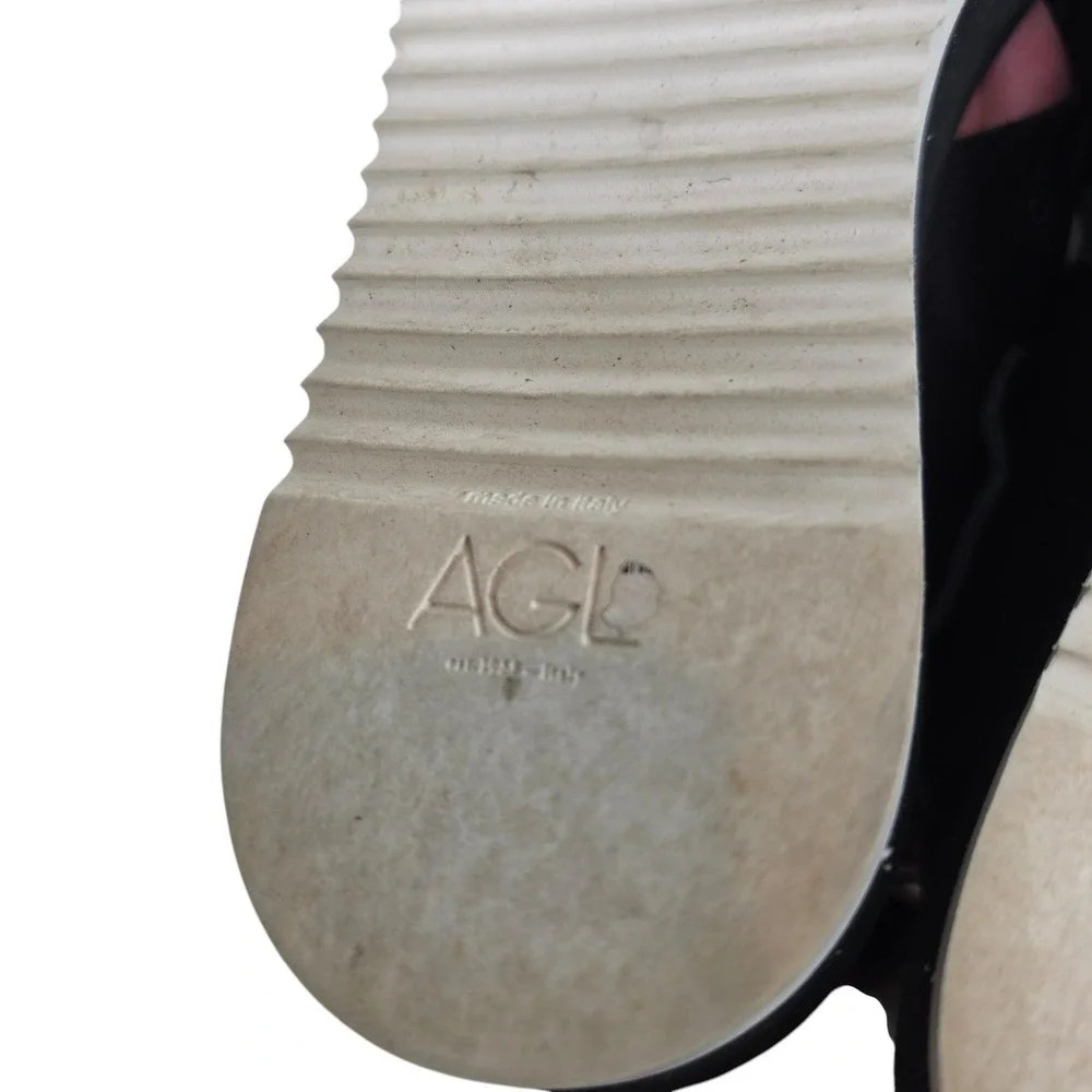 AGL Maya Crisscross Sandals Womens 9.5 39.5 Black Leather Slingback Platform